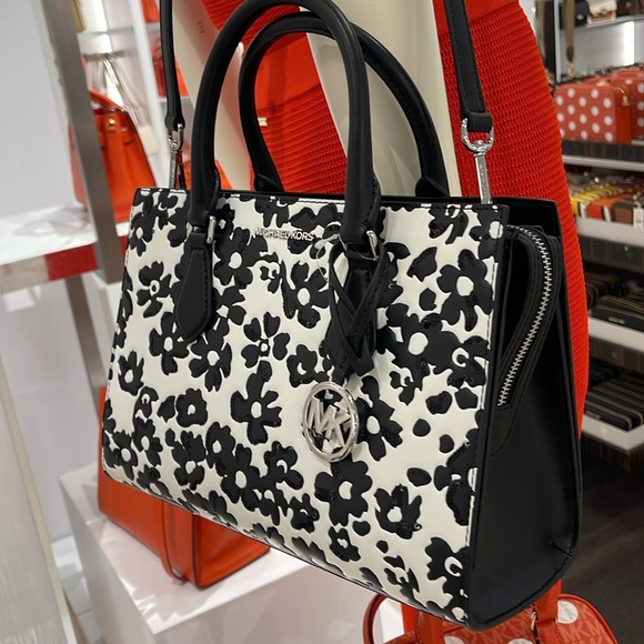 Michael Kors Sheila Medium Sequined Floral Print CZ Satchel
Black 
NWT - Picture 10 of 16